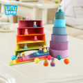 Rainbow Custom Education Montessori DIY Wooden Stacker Building Blocks montesori For Kids